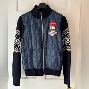 Scotch and Soda mix media sweater/quilted nylon jacket